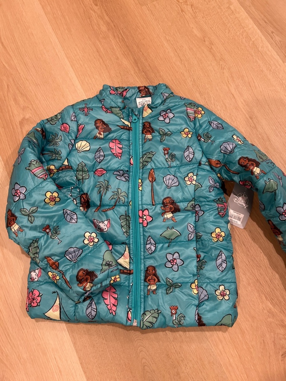 Disney Teal Moana Patterned Puffer Jacket